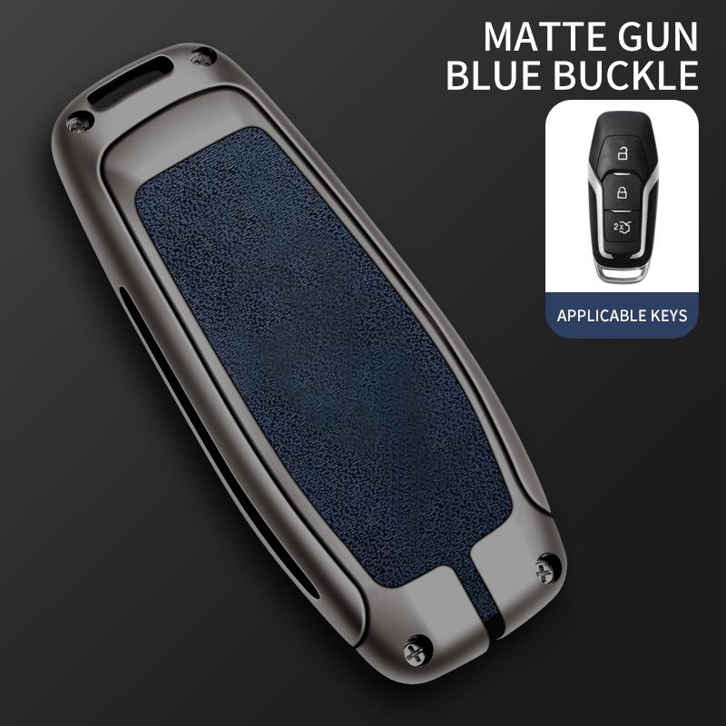 Leather Car Metal Key Case Cover For Ford Focus 3 4 St Mondeo 5 Mk5 Mustang F-150 Explorer Edge Fiesta Kuga Mk3 4 Key Chain