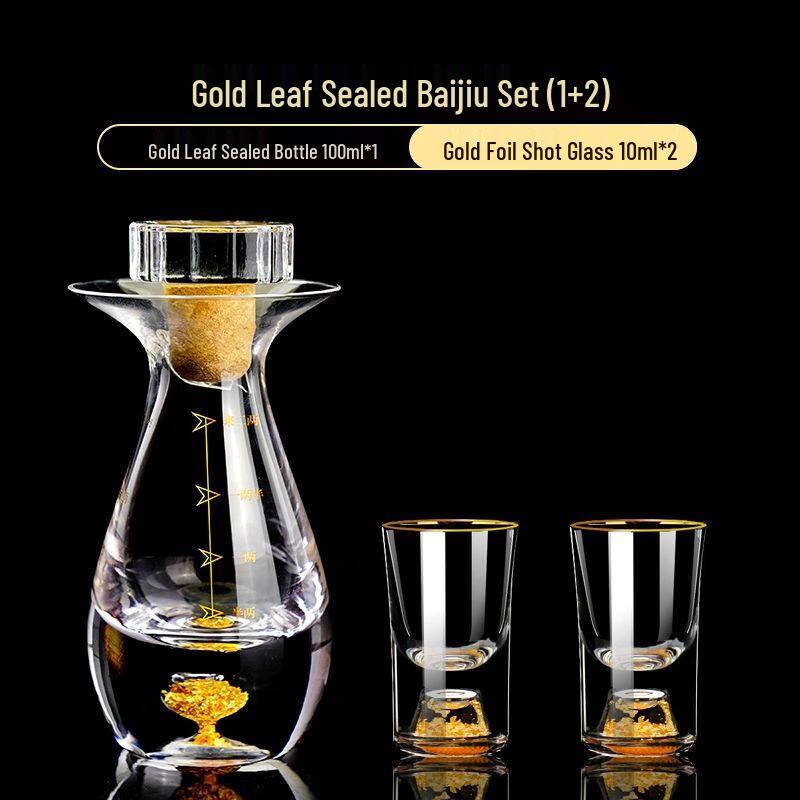 Elegant Gold Foil Crystal Baijiu Decanter Set