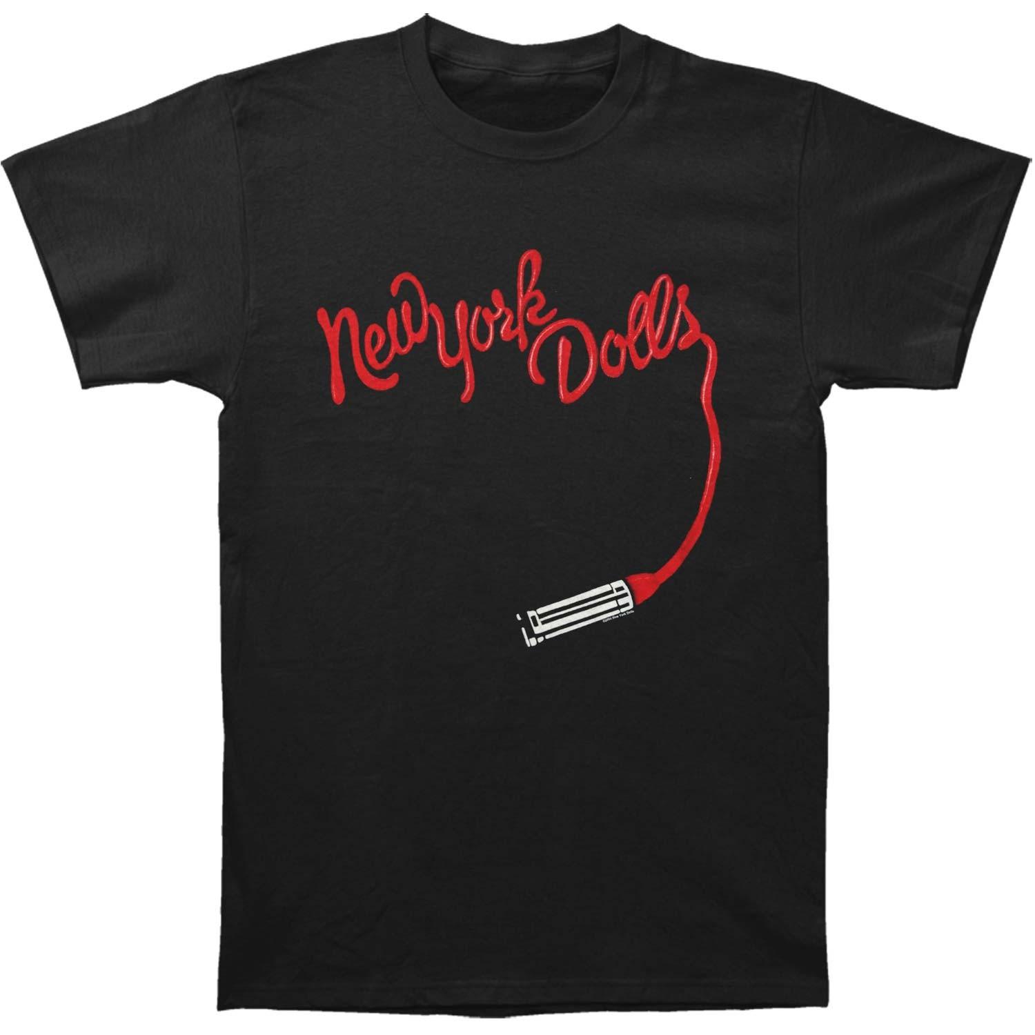 Men s New York Dolls Lipstick Logo Slim Fit T-shirt Large Black XL