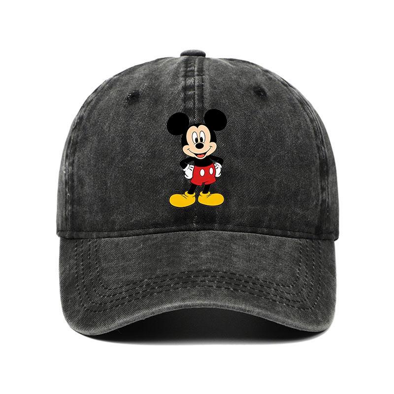 Retro Washed Mickey Mouse Print Baseball Cap Men Women Vintage Kpop Snapback Cap Adjustable Breathable Trucker Hat Sunscreen Hat