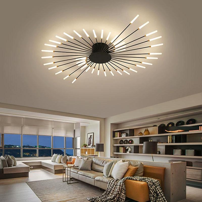 Oturma Odası Lambası LED Tavan Lambası Modern İç Mekan Aydınlatması Akrilik Nordic Yaratıcı Yelpaze Şekilli Yatak Odası Armatürü Ev Dekorasyonu Çocuk Odası