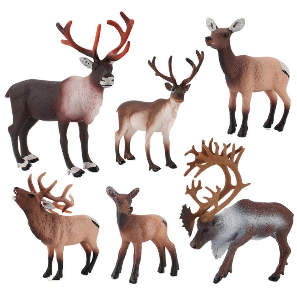 6x Elk Sika Deer Toys Model Action Figures Crafts Forest Cake Toppers Decor
