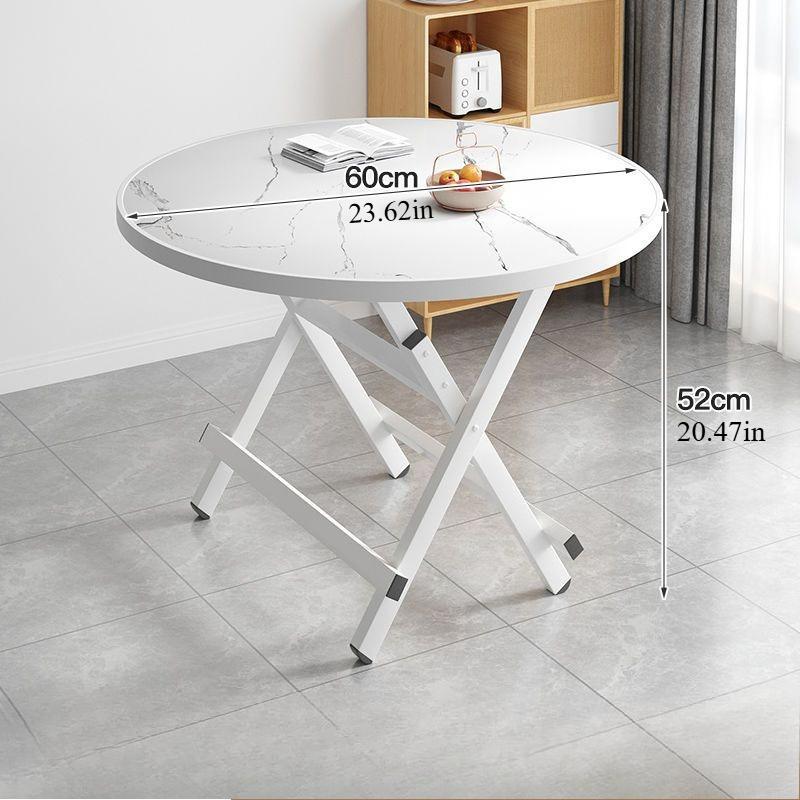 Modern Foldable Dining Table Stylish Marble-Patterned Top, Sturdy X-Leg Design Space - Saving & Easy to Store, Ideal for Home