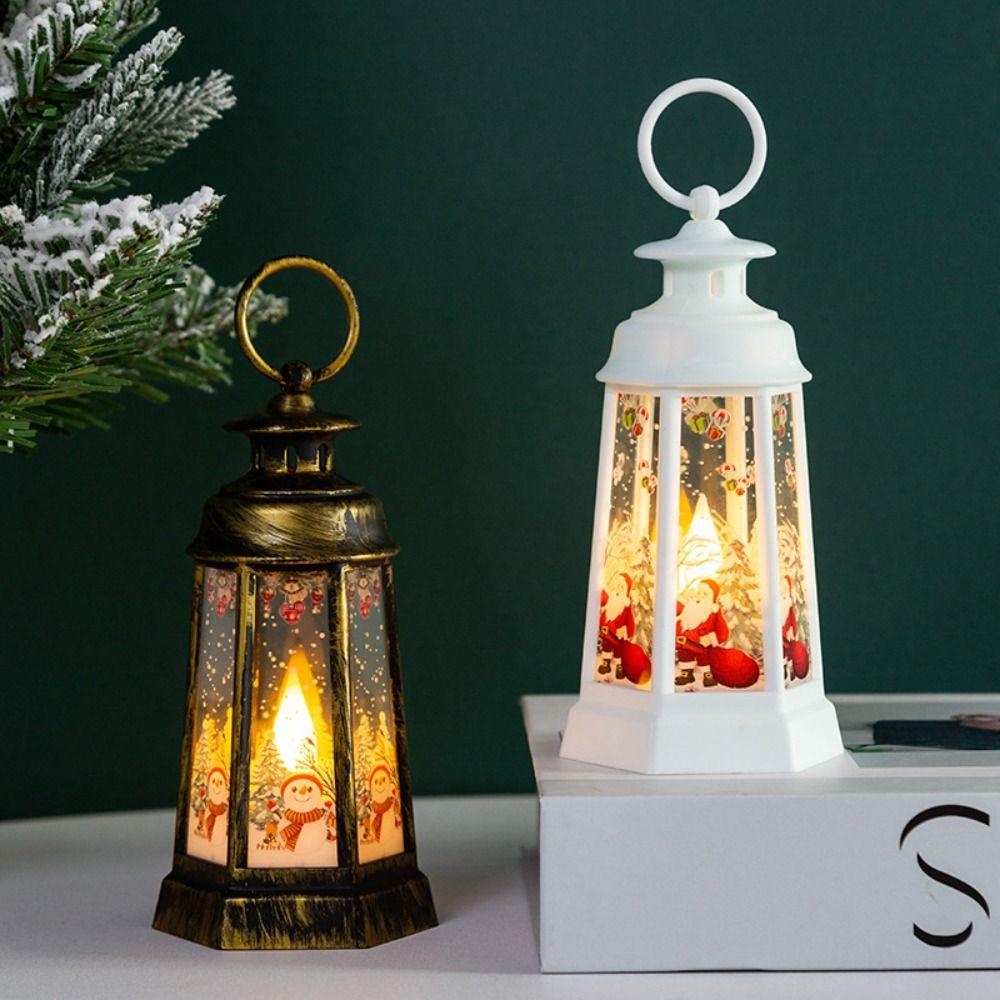 Hanging Hand-held Nightlights Vintage Christmas Snow Globe Lantern Christmas Decorations  Home