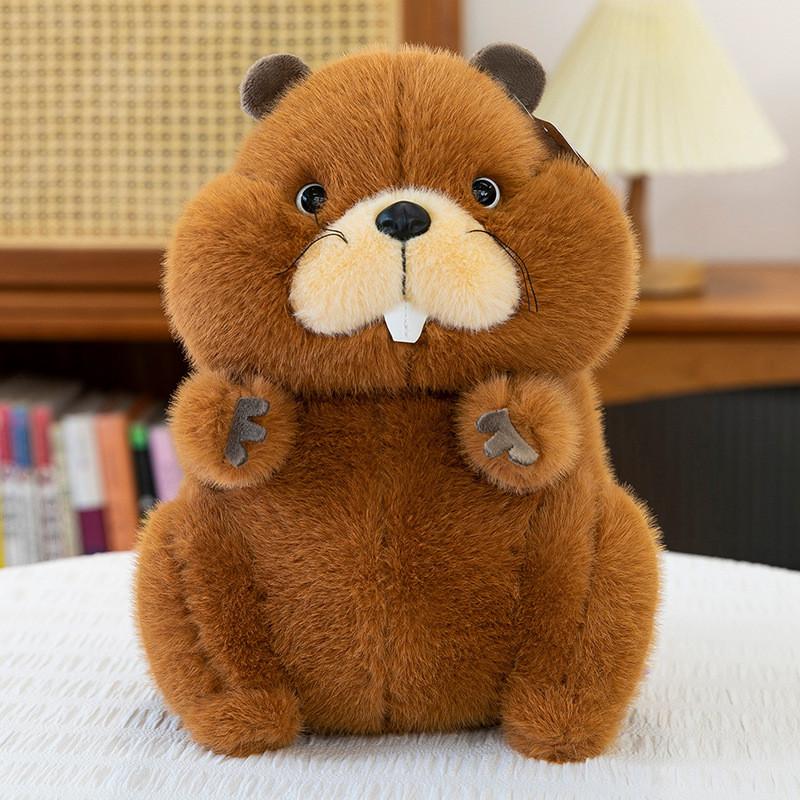 Plush Groundhog Toy With Long Pile Fur For Kids Playroom Decor