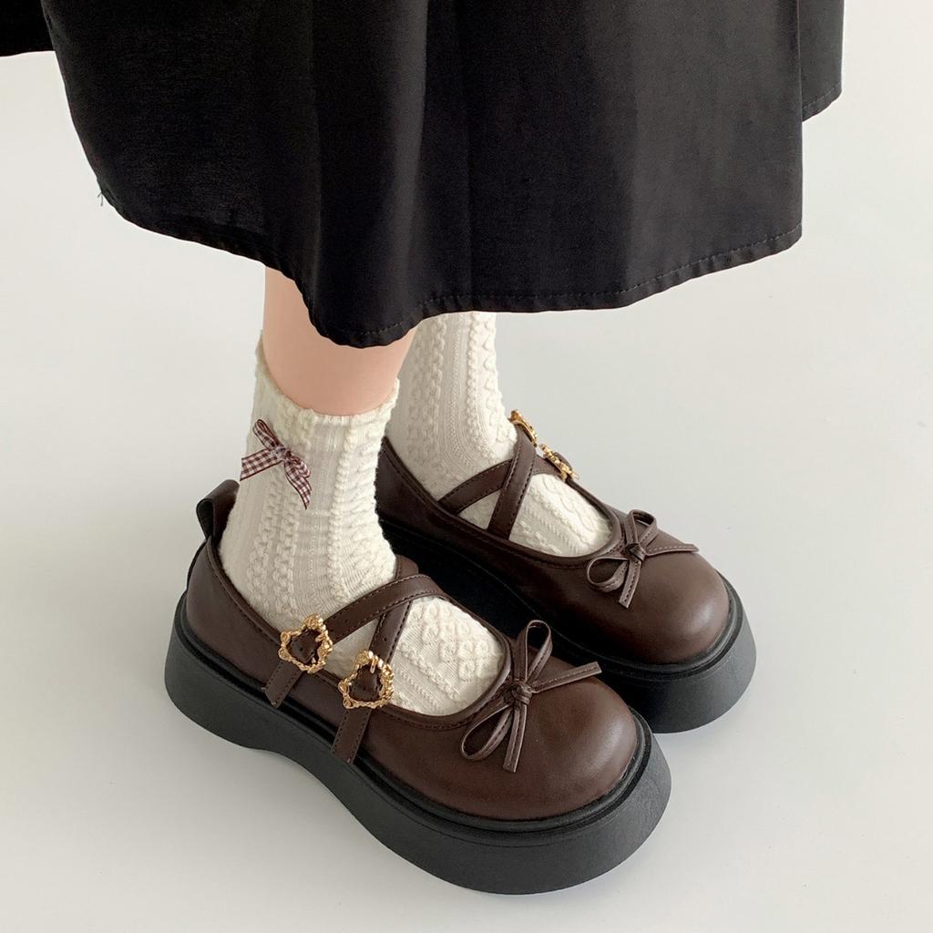 Black Retro High-end Platform Small Leather Shoes Women's 2025 New Summer French with Skirt Shallow Mouth Mary Jane Shoes