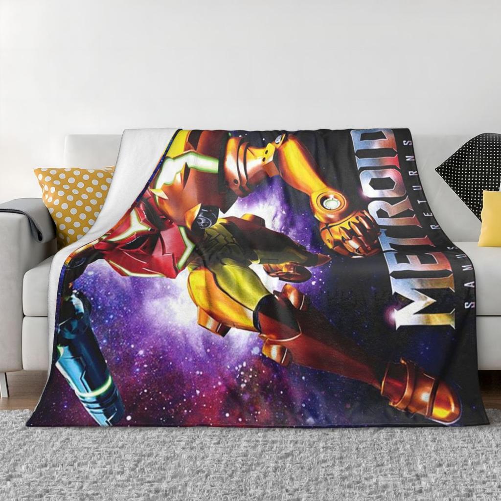 Game Metroid Blankets Soft Warm Flannel Throw Blanket Plush for Bed Living Room Picnic Travel Home Couch