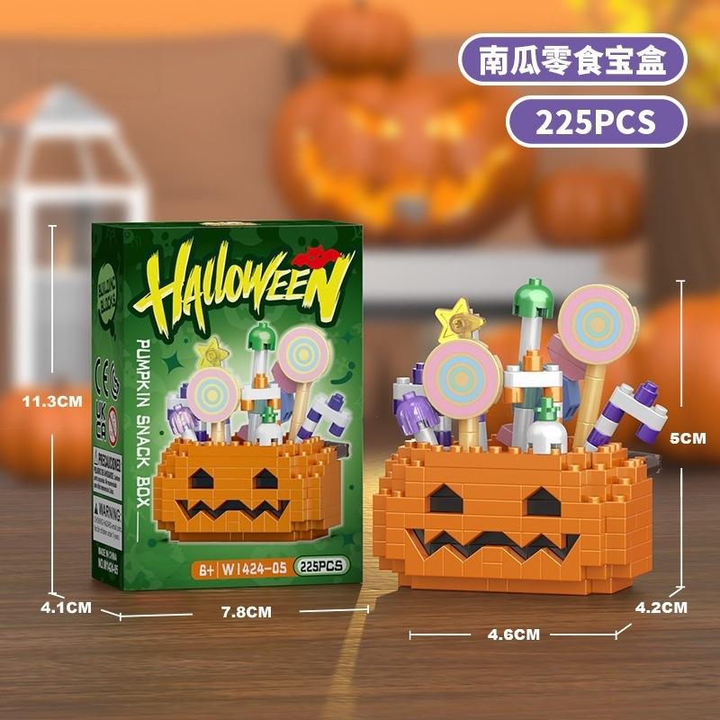 Halloween pumpkin haunted house theme small particle building block puzzle assembly toy cross-border gift ornament