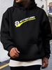 New Holland Graphic Hoodie - Gray Casual Pullover with Yellow Leaf & Mountain Design