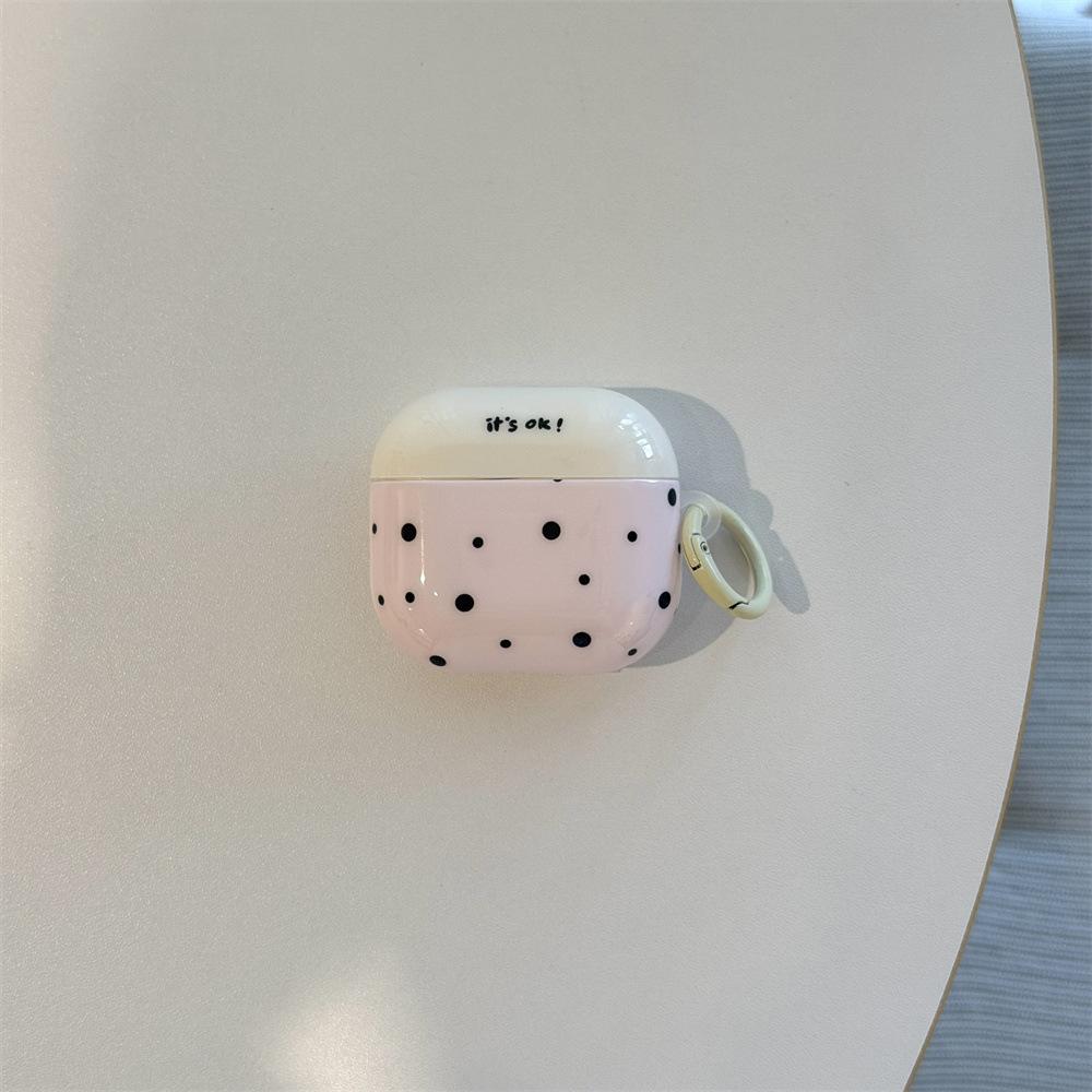 Applicable to Apple AirPods 1 /1 generation Korean pink gray polka dot earphone cover PRO1 simple protective cover PRO1 pendant