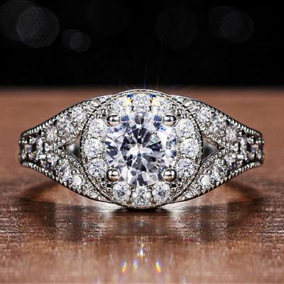 Neue Runde Zirkon Kristall Finger Ringe Frauen Hochzeitstag Ring Geschenk Elegante Accessoires Weibliche Klassische Zeitlosen Schmuck