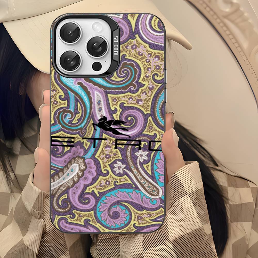Fashion And Luxury E-Etro Phone Case For IPhone 17 16 15 14 11 12 13 Pro Max Plus Pro Colored Silver Cover