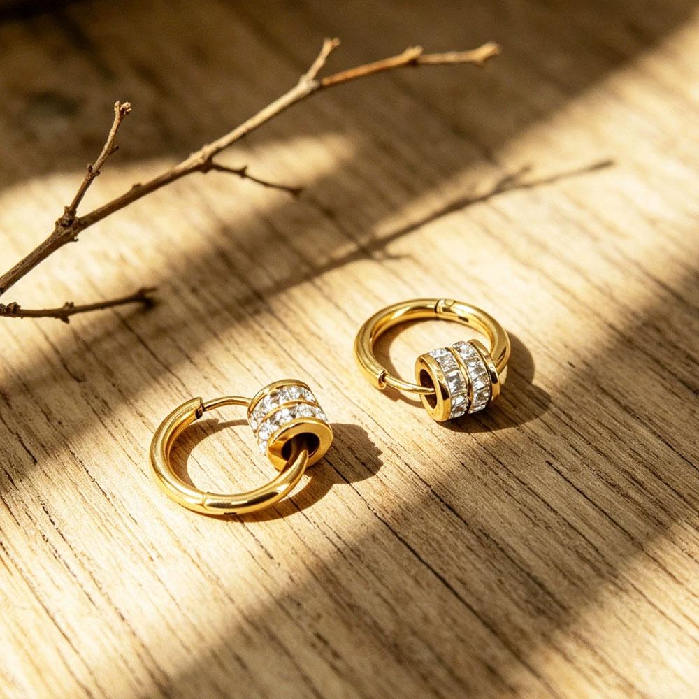 Trendy Waterproof Stainless Steel Classic 14k 18k PVD Gold Plated Jewelry Women Zircon Fashion Designer Earrings for Women