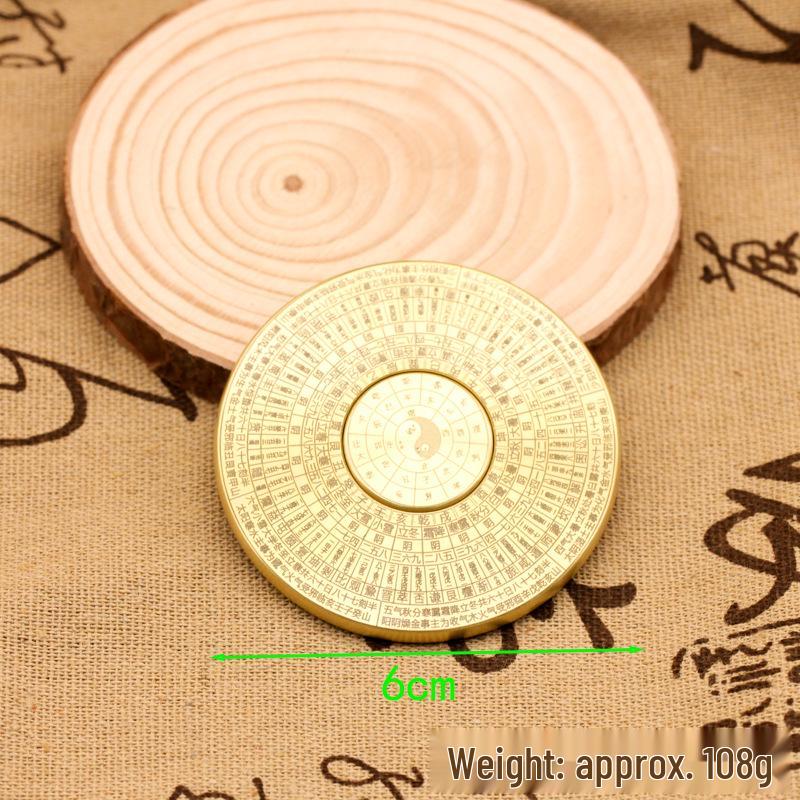 Zweiseitiger drehbarer Messing Bagua I Ging Kompass mit Griff