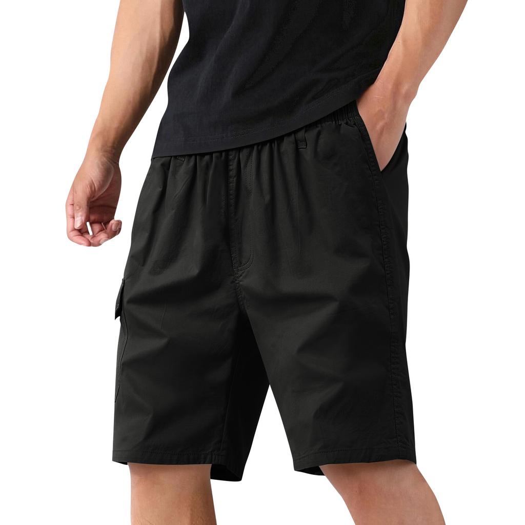 Men's Lightweight Summer Cargo Shorts Multi Pocket Casual Work Shorts Elastic Waist Outdoor Functional Short Pants for Men