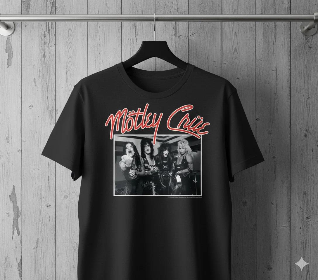 Motley Crue Photo Graphic T-Shirt Black 80s Hair Metal Band Tee - T486 S