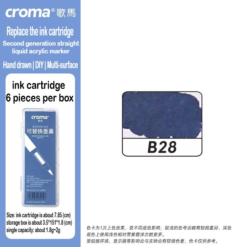 Croma 160/24 Color Replaceable Ink Refill Liquid Soft Tip Acrylic Marker Non Toxic Waterproof School Office Supplies Stationery