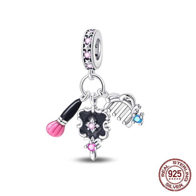 Authentic Original 100% Copper Metal High Heels Wine Glass Lipstick Charm Bead Components Compatible With Women Bracelets Do It Yourself High Quality