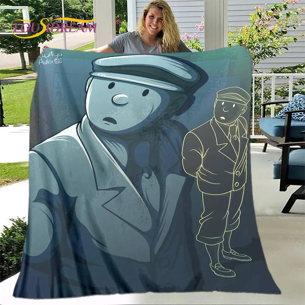 Avventure di Tintin Cartone Animato Morbida Coperta di Peluche, Coperta in Flanella Coperta da Divano per Soggiorno Camera da Letto Letto Divano Coperta da Picnic bambini