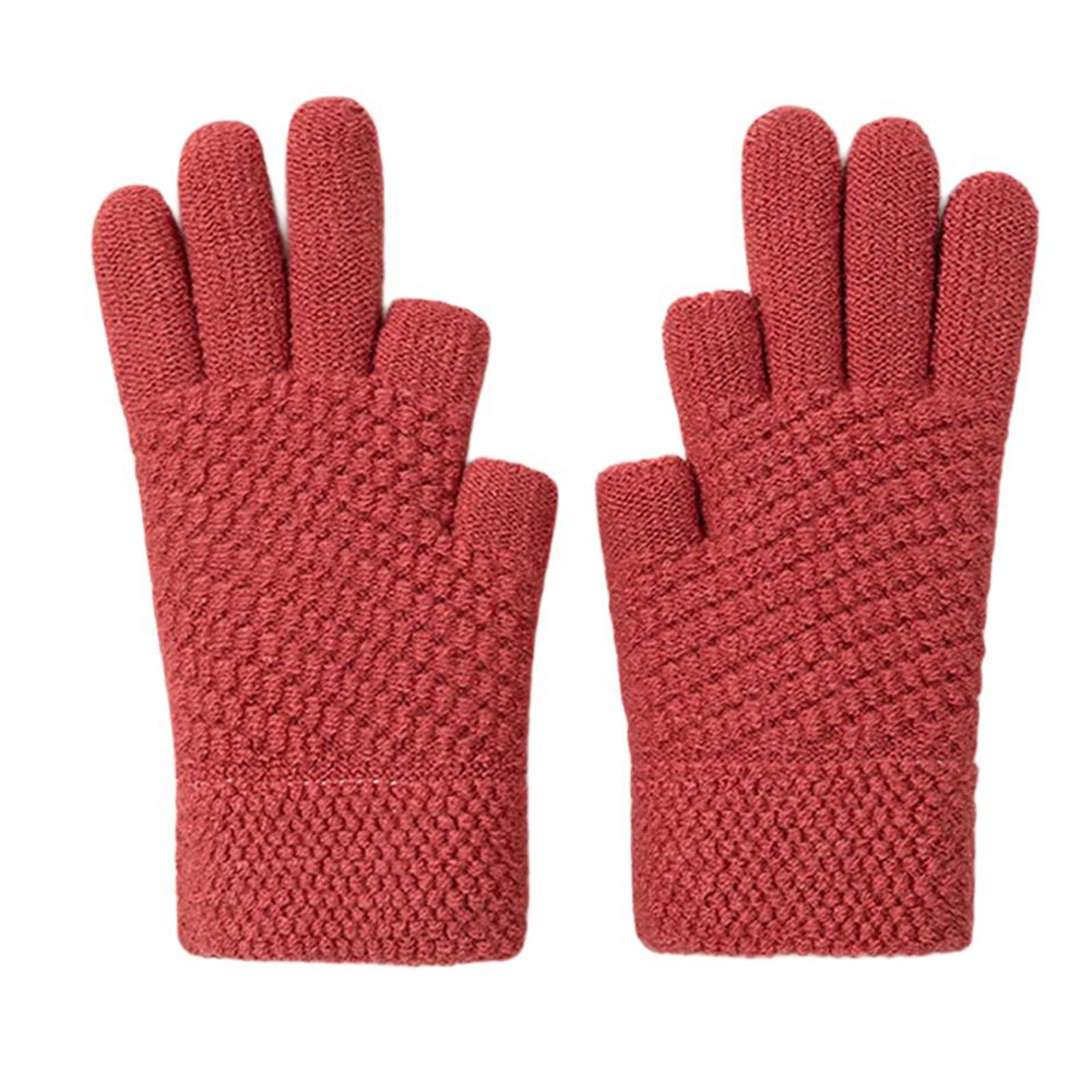 

Women Stylish Thicken Thermal Gloves Thick Gloves Stylish Knit Thermal Gloves Winter Warm Full Finger Gloves 1