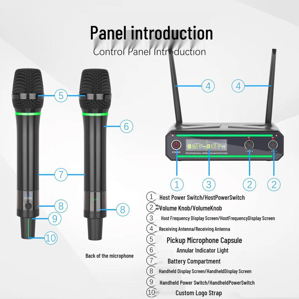 Dual Wireless Microphone System for Home and Stage Use