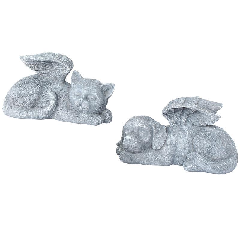 Angel Cat and Dog Garden Design Ornaments Resin Handicrafts Leisurely Cats and Dogs Basking In the Sun Angel Cats and Dogs Decoration