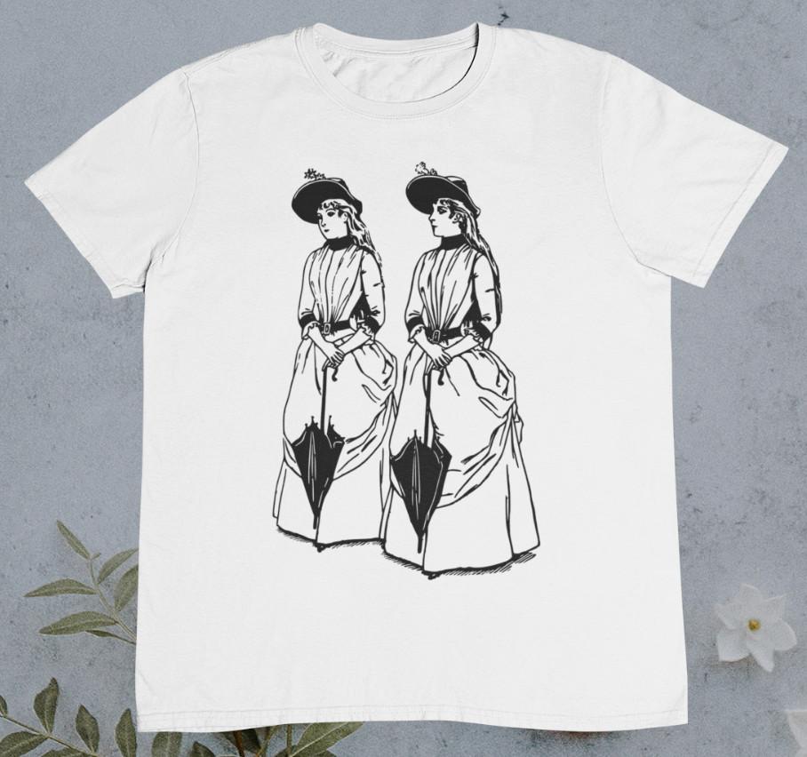 Винтажная женская футболка с принтом  Близнецы  - Винтажная британская леди - Унисекс футболка из 100% премиального хлопка XXXXL
