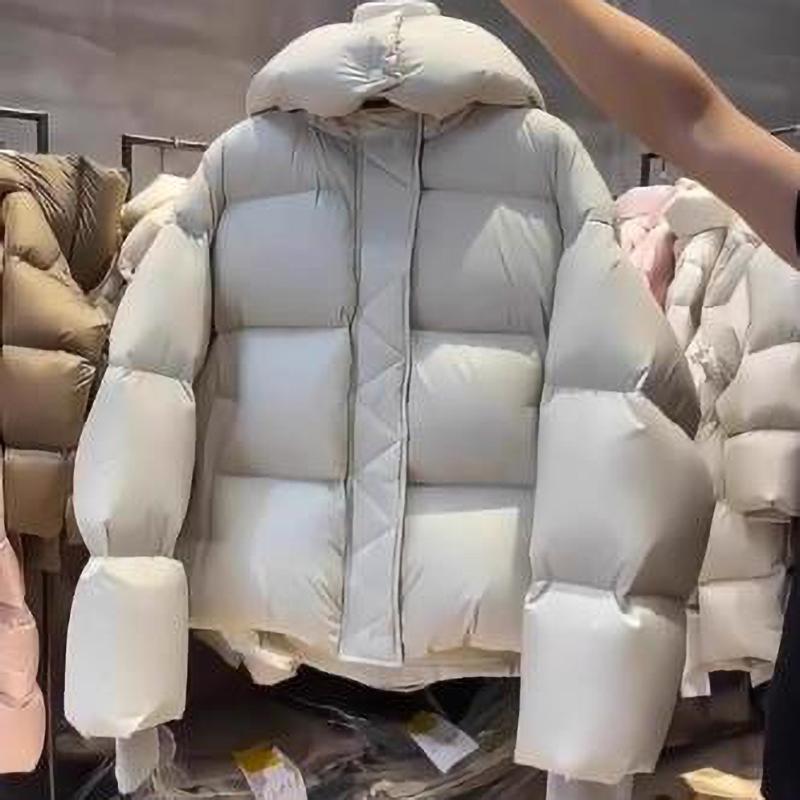 

Толстая короткая пуховая куртка женская зимняя теплая куртка-пуховик с капюшоном пуховые пальто пушистые парки L