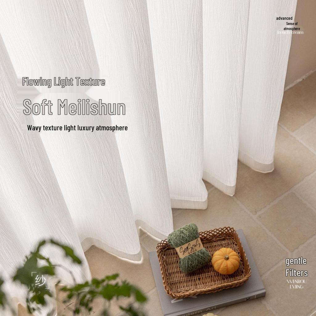 2026 Modern Style Sheer Gauze Curtains - Light-Filtering, Privacy-Safe, Sun Protection for Living Room, Bay, and Balcony Windows, White