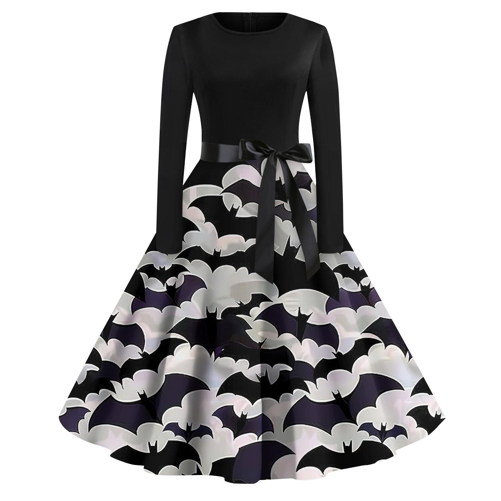 

Женское повседневное модное платье с длинным рукавом и принтом, вечернее повседневное платье с круглым вырезом M