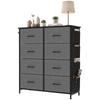 Chest of Drawers, Dresser for Bedroom with 8 Fabric Drawers, Tall Storage Unit w/ Side Storage Bag, Grey