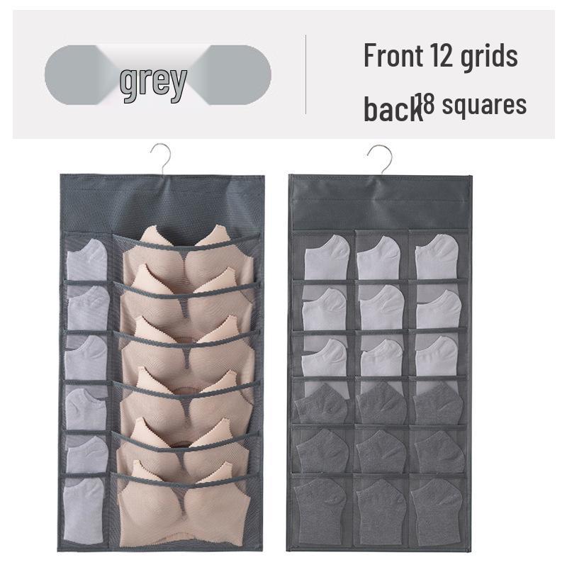 Dual-Sided Hanging Underwear Organizer for Wall or Dorm, Ideal for Bras and Panties.