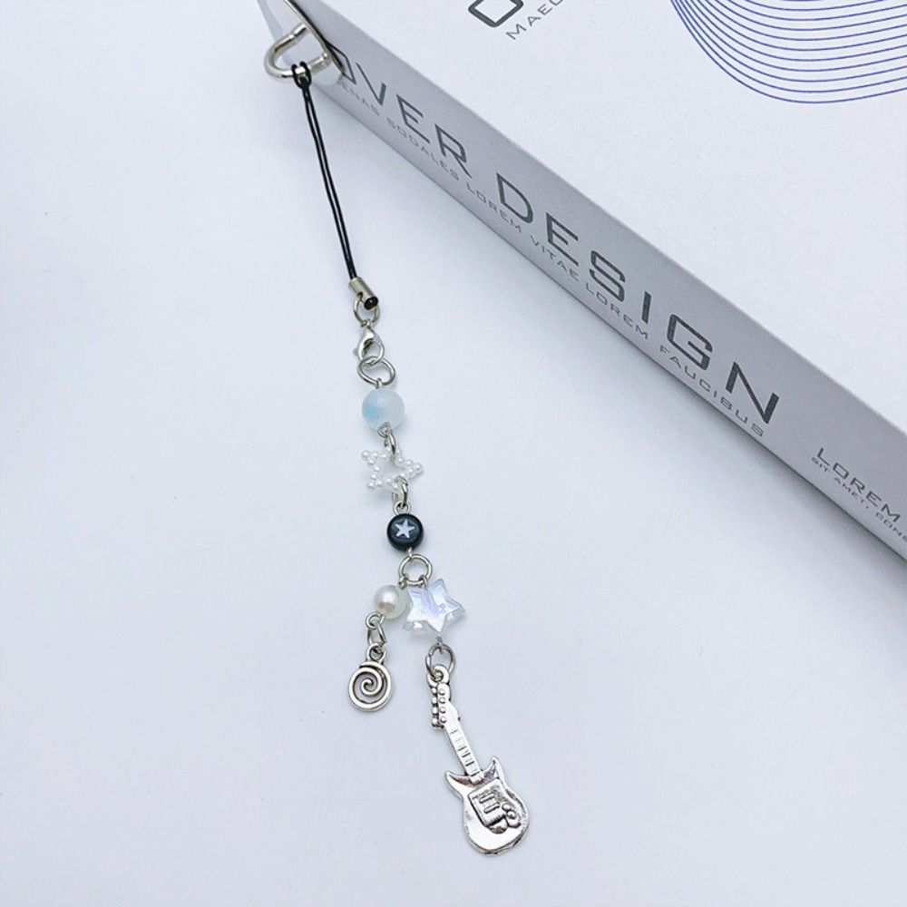 Bow Pink Guitar Phone Chain Guitar Cell Phone Strap Mobile Phone Lanyard Telephone Decor