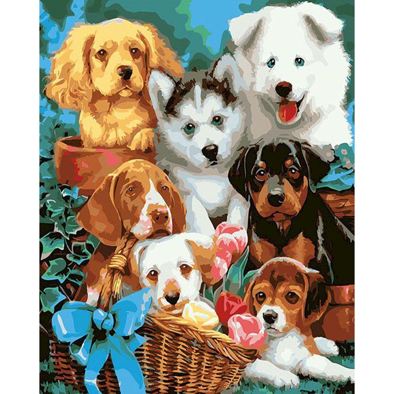 5D DIY Diamond Painting Cute Dog In Oil Painting Diamond Embroidery Cross Stitch Kit Full Rhinestone Mosaic Home Decor