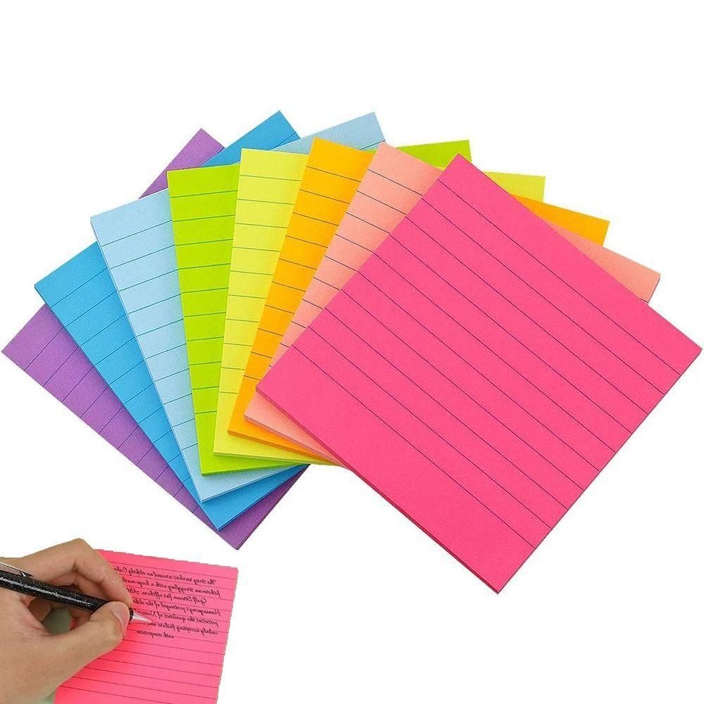 8Pcs with Lines Memo Pad Paper 8 Rainbow Color Writing Memo Pad Student Writing Marker  Notepad