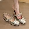 New gentle temperament bow with Mary Jane shoes women's light mouth thick heel single shoes