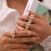 Korean-Japanese Style Zircon Shell Pearl Titanium Ring – Luxury, Trendy, Versatile Design