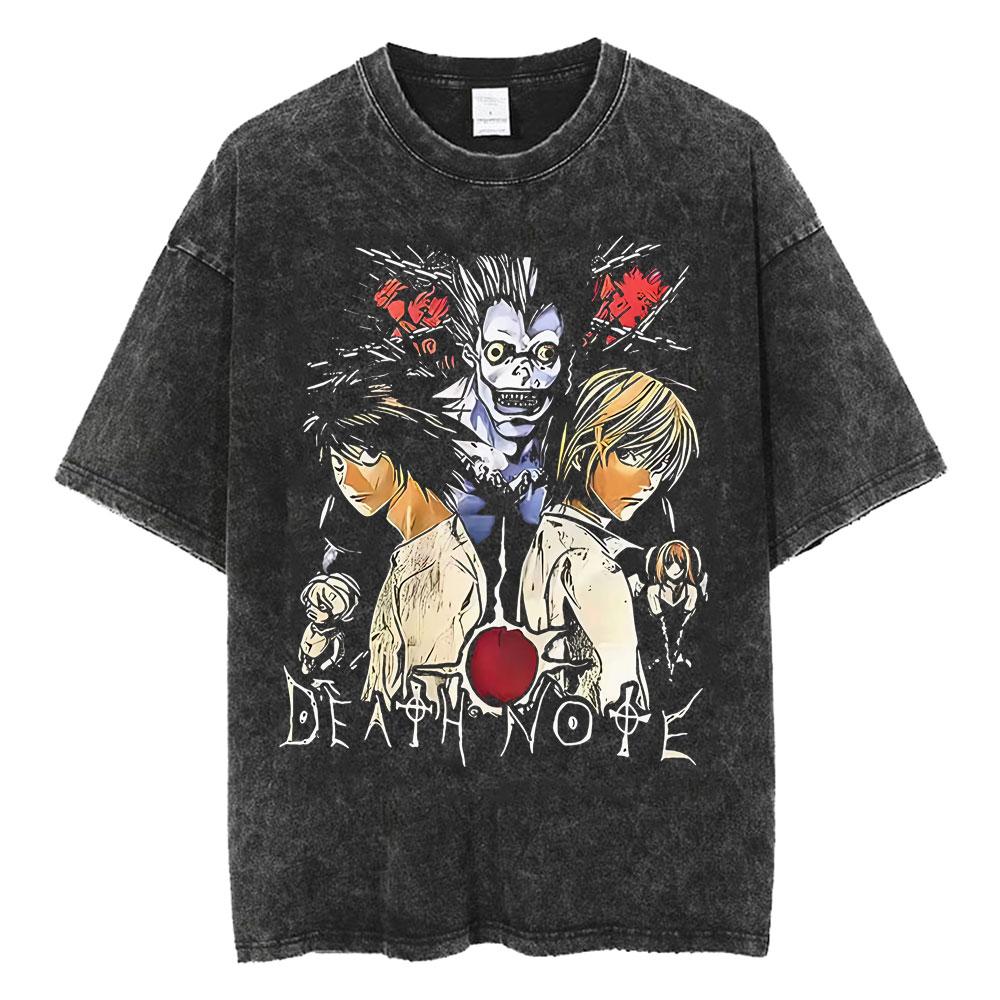 Harajuku Vintage Washed T Shirts Death Note Misa Anime Graphic T Shirt Men Women Cotton Fashion Streetwear Yk Oversized Tshirt