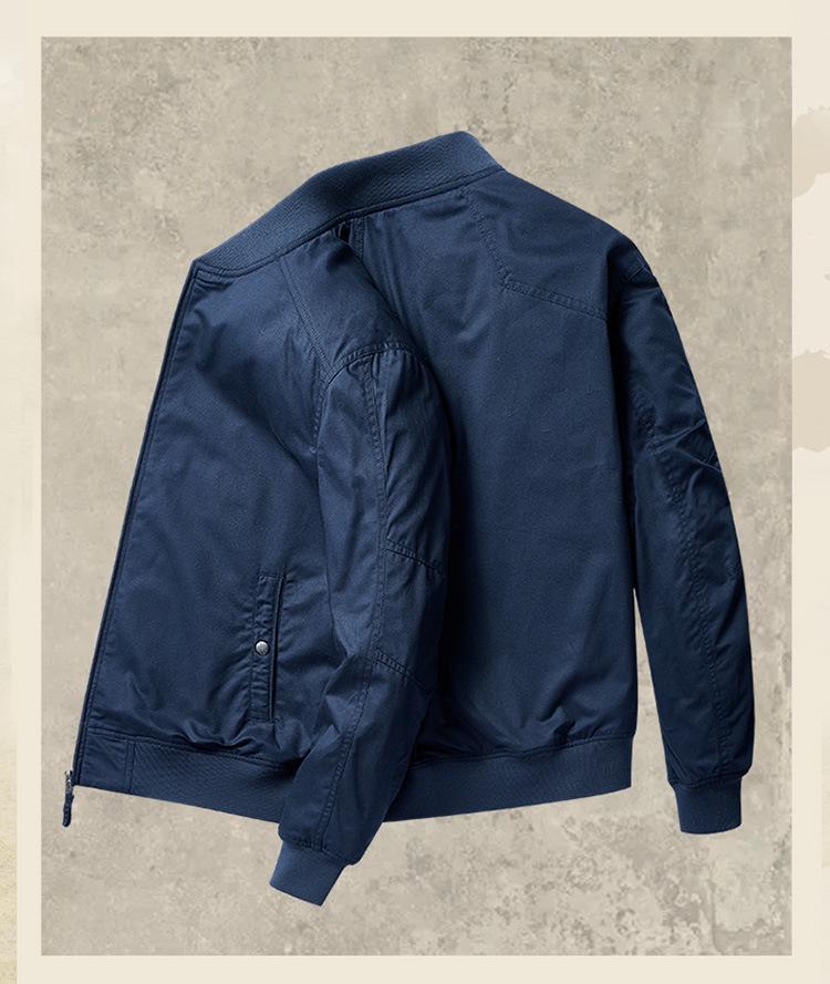 Men's Spring/Autumn Pilot Jacket - Pure Cotton American Baseball Style, Thin and Short.