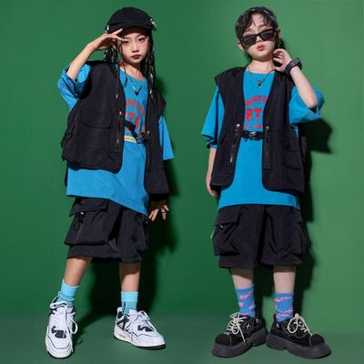 Girls' Japanese Street Style Jazz Dance Costume – Trendy Hip-Hop Performance Suit for Kids