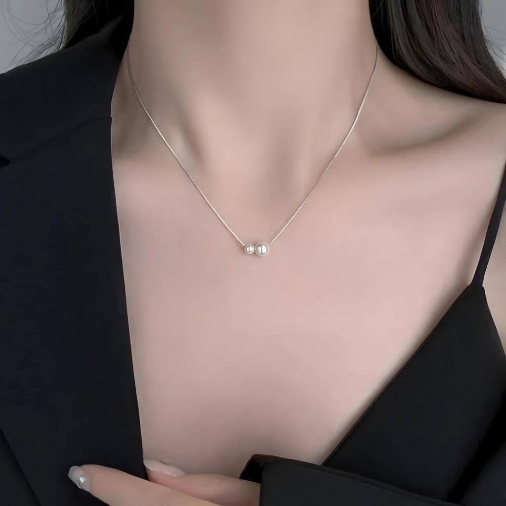 Perlový náhrdelník pro křišťálový benátský pro Dodává se s dárkovou krabičkou [Hothrty] Ženy, Perla, Perla, Řetízek, Hypoalergenní, Svatby, Pohřby, Nastavitelný,