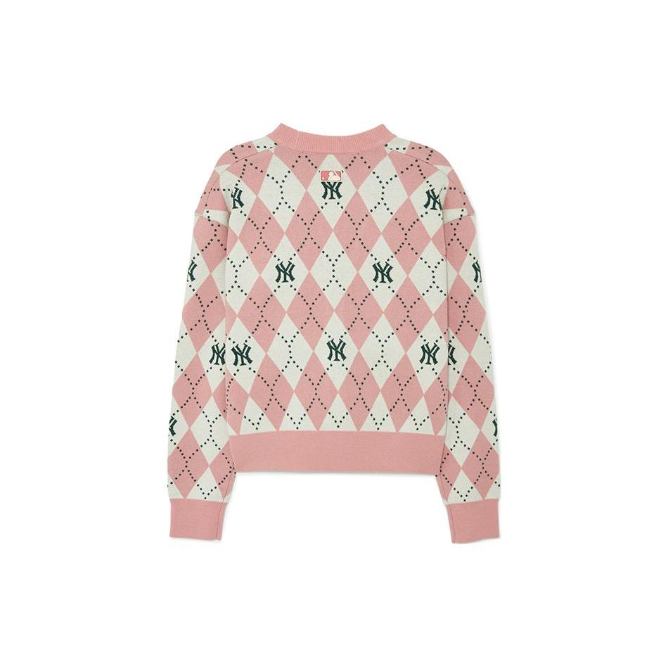 MLB New York Yankees Diamant Logo Gestickter Strickpullover Damenpullover Rosa 3FKCM0134-50PKD