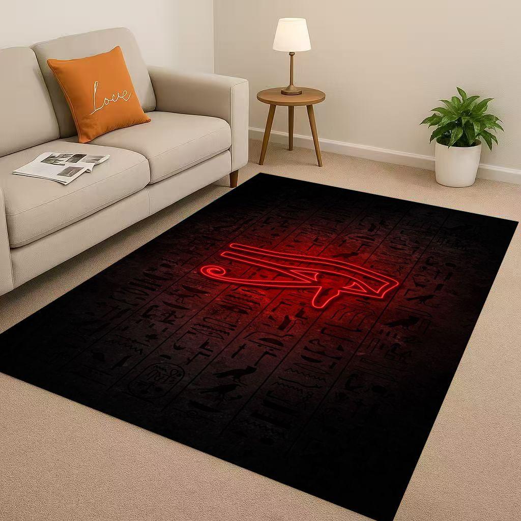 Retro Ancient Egypt Pictographic Eye of Horus Living Room Non-Slip Area Rug Carpet for Bedroom Sofa ,Easy Clean Home Doormat