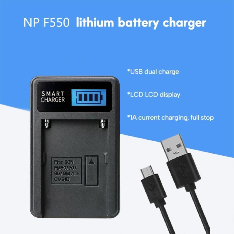 Convenient NPF550 Camera Battery LCD Micro USB Charger for NPF550/F750/F960/F970,NPFM50/FM70/FM90 Cameras Batteries