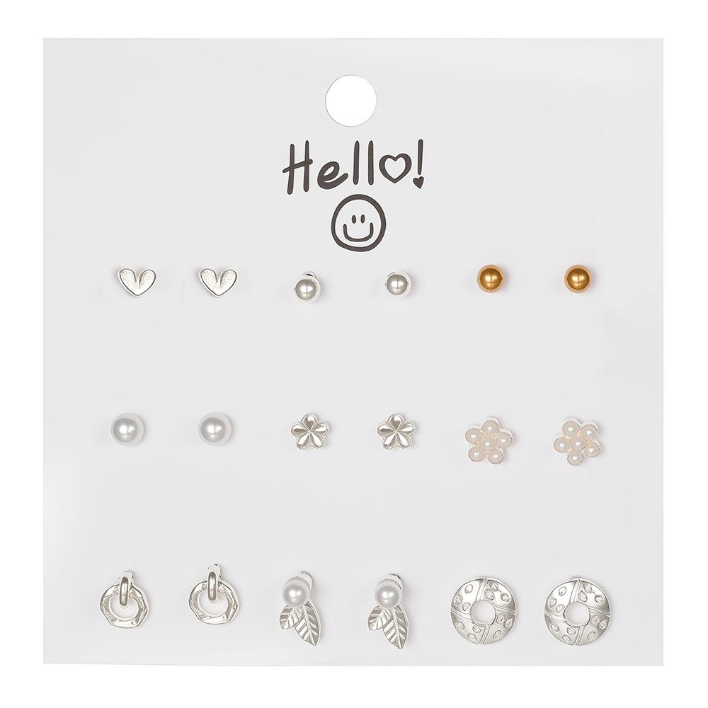 Titanium Alloy Korean Simple Alloy Stud Earrings Jewelry Small Pearl Love Earrings Cute Temperament Earrings Women