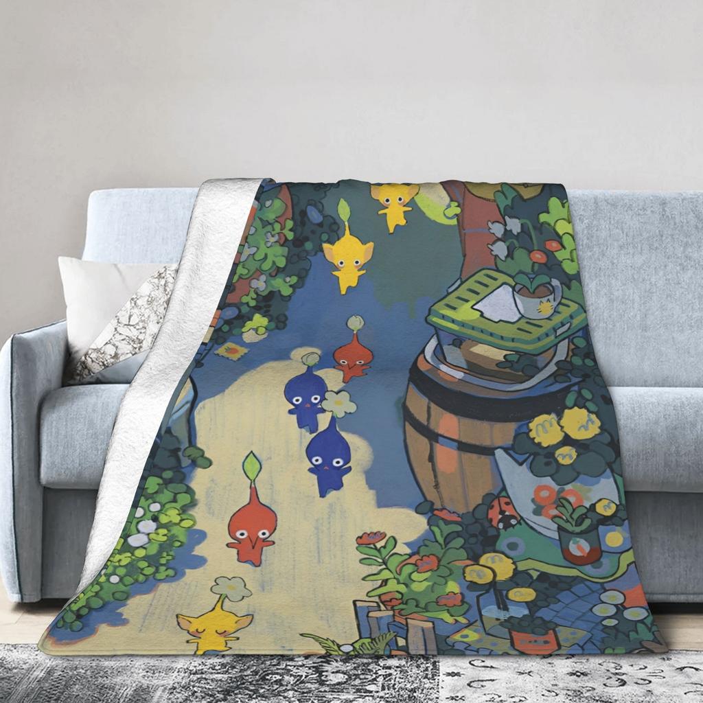 Funny Pikmin Game Plush Blanket Students Flannel Bedding Throws For Home Decor Super Warm Custom Quality Bedspread Gift Idea