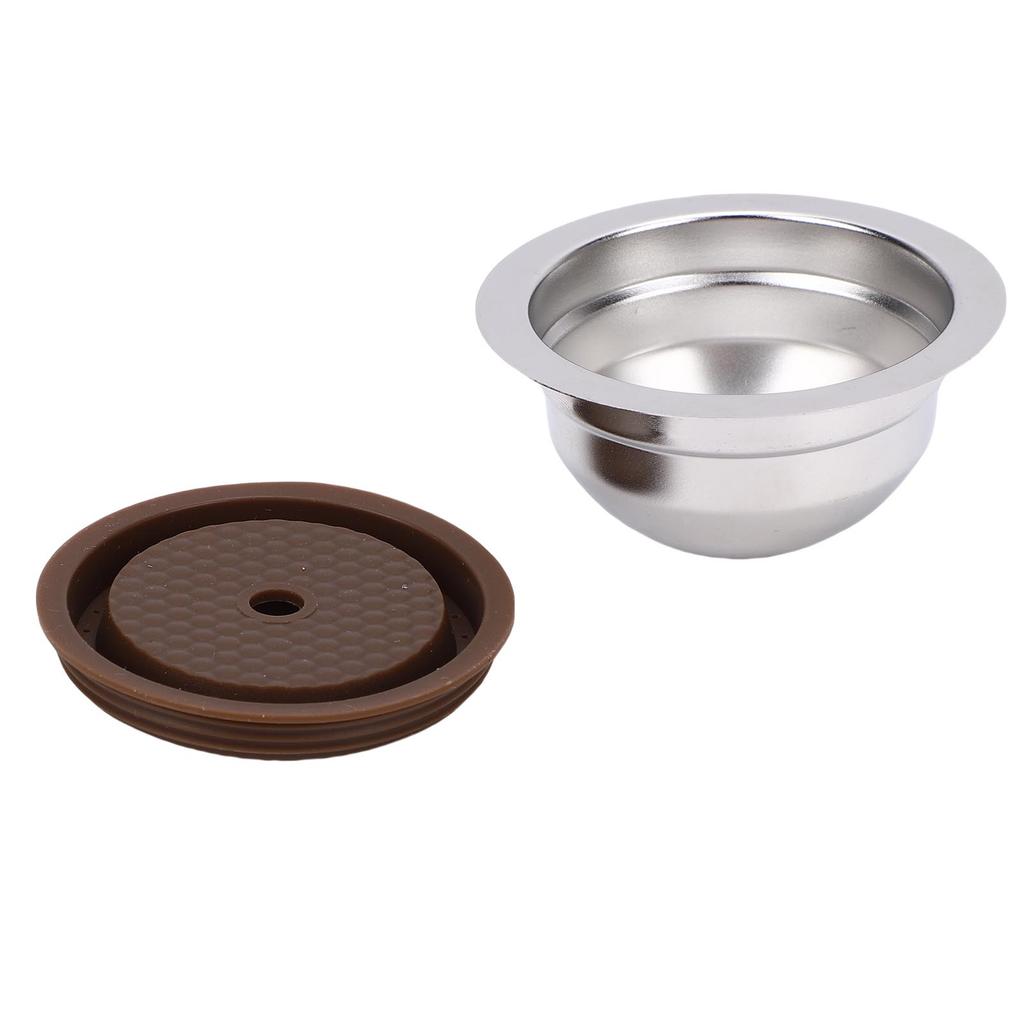 Capsula Caffè Riutilizzabile Adatta per Linea Macchina da Caffè Filtro Caffè Ricaricabile in Acciaio Inossidabile 304 con Spazzolino e Cucchiaino