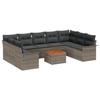 Ensemble de Canapés de Jardin 10 Pièces avec Coussins Gris Poly Rattan Acacia, Canapé de Jardin 2 Places avec Rangement 3356039