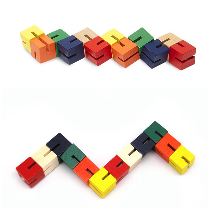 New Wooden Twisty Blocks Toy Color Sensory  Wooden Stress Relieve Toy for Kids Adult