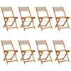 Vidaxl Folding Garden Chairs, 8 Pcs, Taupe Fabric And Wood
